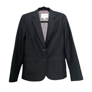 (SOLD) BANANA REPUBLIC Black Cotton Stretch Button Front Blazer Jacket 6